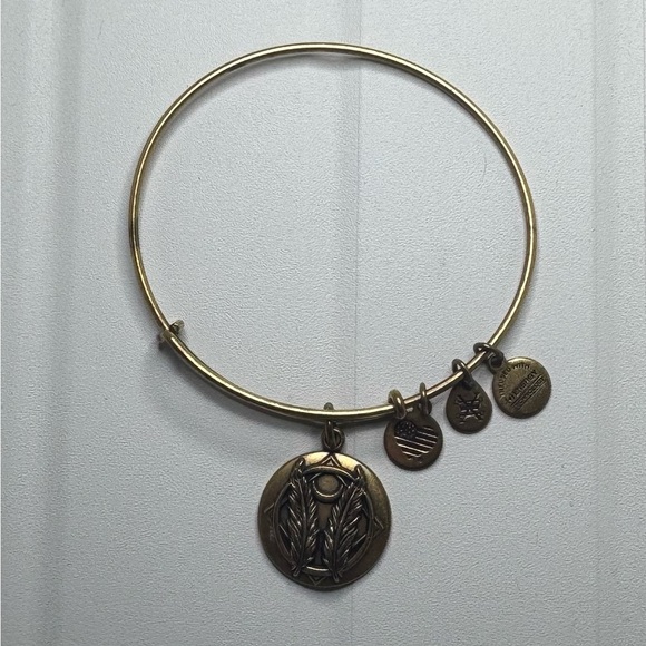 EUC Alex and Ani Gold Godspeed Charm Bangle Bracelet - Picture 3 of 4